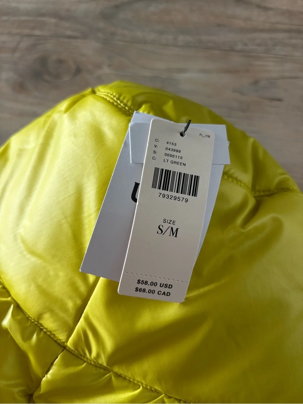 NWT UGG AW Quilted Bucket Hat In Yellow